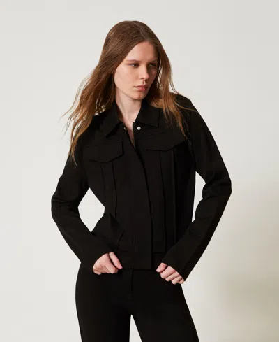 Twinset Blouson Avec Rabats Et Nervures In Black