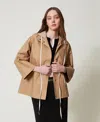 Twinset Blouson Caban Avec Capuche Et Cordon De Serrage In Neutral