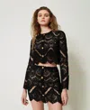 Twinset Blouson En Maille Crochet In Black