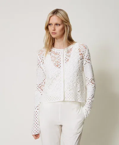 Twinset Blouson En Maille Florale Au Crochet In Multi