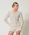 Twinset Blouson En Maille Jacquard Avec Lurex In Neutral