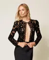 Twinset Blouson En Tulle Avec Broderies In Multi