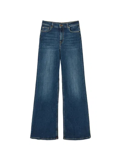 Twinset Twin-set Blue Cotton Pantalone Wide Leg Pants