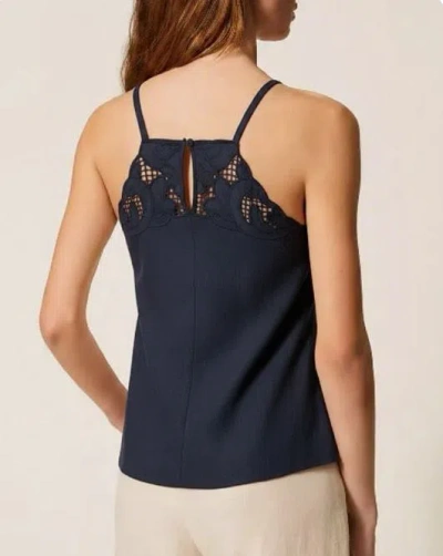 Twinset Twin-set Blue Cut Out Sleeveless Top