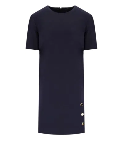TWINSET TWINSET BLUE DRESS WITH JEWEL BUTTONS