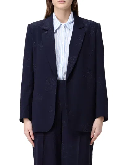 Twinset Blue Foulard St. Animalier Jacquard Blazer In Black