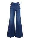 Shop Twinset Blue Jeans With Flare Design And Double Side Button Detailing In Cotton Woman