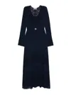 Twinset Blue Long Dress With Lace In Blue