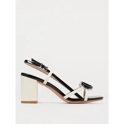 Twinset Blue Patent Leather Sandal In Animal Print