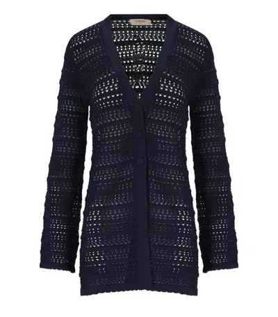TWINSET TWINSET BLUE PERFORATED CARDIGAN