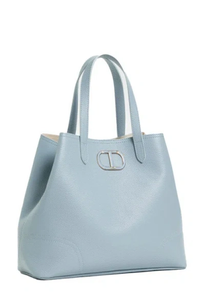 Twinset Blue Tear 'new York' Shopper Bag In Brown