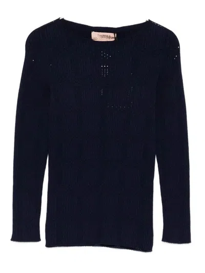 Twinset Twin-set Blue Viscose Polyester Sweater