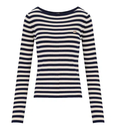 TWINSET BLUE WHITE STRIPED SWEATER