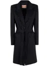 Twinset Twin-set Blue Wool Polyamide Coat In Blue
