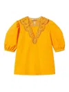 Twinset Twin-set V-neck Top With Short Puff Sleeves In Orange
