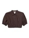 Twinset Brown Top With Classic Collar And Logo Plaque Detail On The Rear