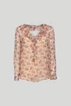 Twinset Blusa Floreale Chiffon In Rosa