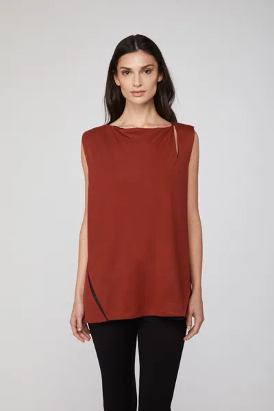Twinset Blusa Marrone Con Scollo A Barca In Red