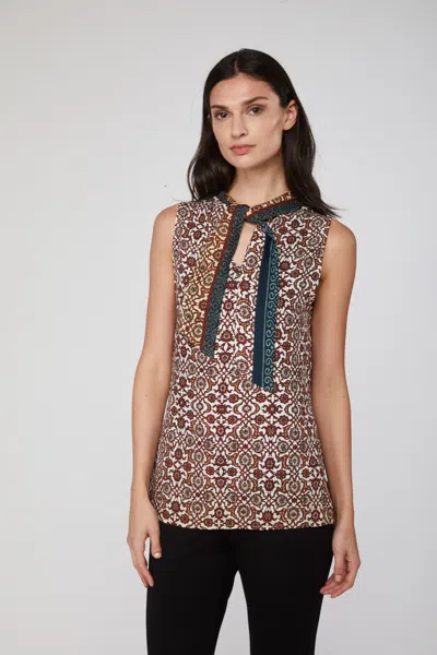 Twinset Blusa Stampata Con Fiocco In Multi
