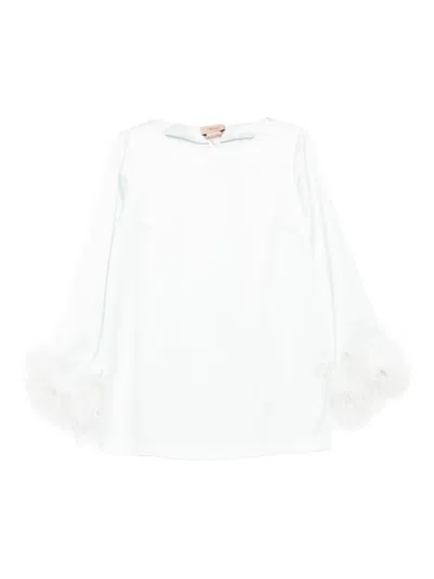 Twinset Boat Neck Long Sleeves Blouse In White