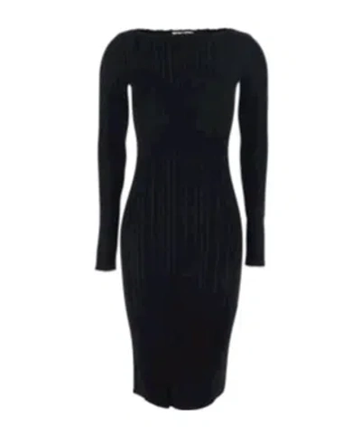 Twinset Boat Neck Ribbed Midi Dress In Black