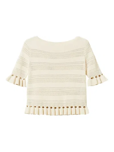 Twinset Boat Neck Stripes Sweater In White