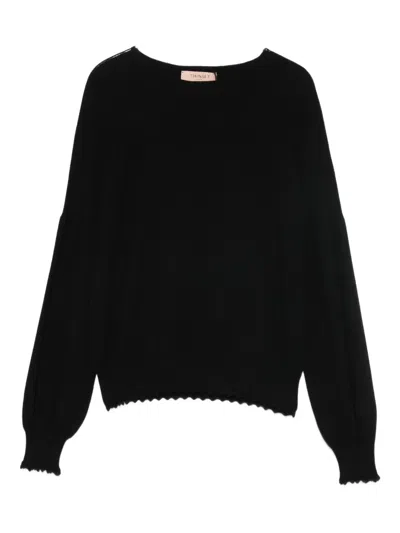 Twinset Boat-neck Sweater In Black