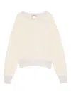 Twinset Twin-set Boat Neck Sweater In Soft Wool-cashmere Blend In White