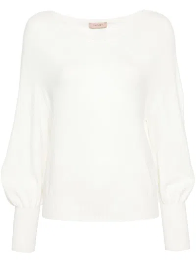 Twinset Boat Neck Top In White