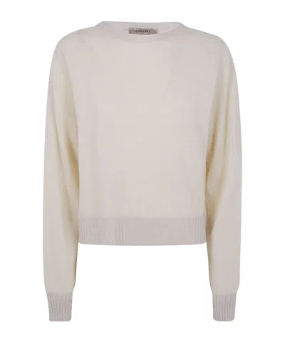 Twinset Boat-neck Wool-cashmere Blend Sweater In Gray