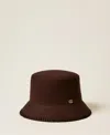 Twinset Stitched-brim Bucket Hat In Brown