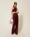 Twinset Body En Maille Avec Finition Croisée In Burgundy