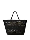 Twinset Twin-set Woven Black Drawstring Bag With Embroidered Logo In Black