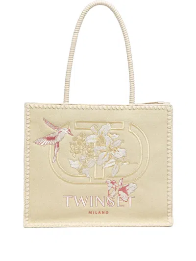 Twinset Bohémienne Tote Bag In Neutrals