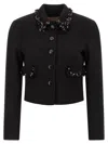 Twinset Cropped Tailored Jacket With Decorative Embellishments In Black