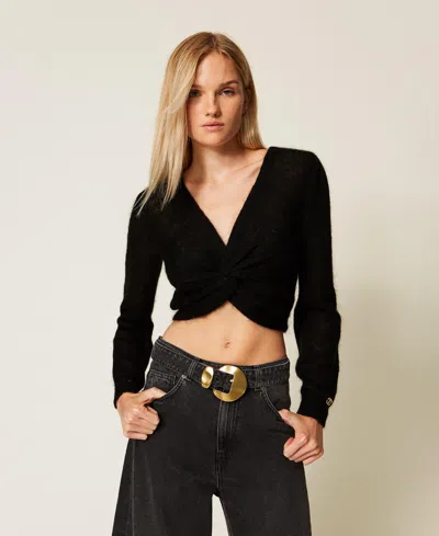 Twinset Boléro En Maille De Mohair Mélangé In Black