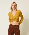 Twinset Boléro En Maille De Mohair Mélangé In Orange
