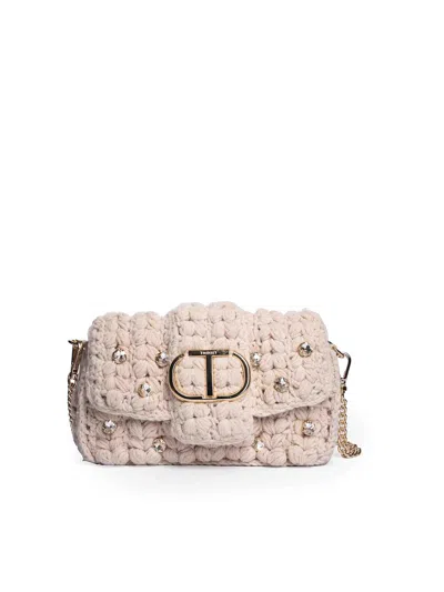 Twinset Amie Crochet Shoulder Bag In Orange