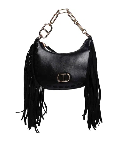 Twinset Oval-t Mini Hobo Bag In Black