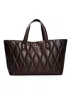 Twinset Quilted Shopper Bag With Oval-t Logo In Brown