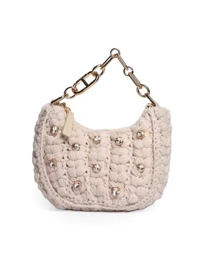 Twinset Croissant Crochet Bag In Orange