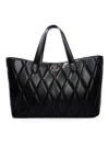 Twinset Quilted Shopper Bag With Oval-t Logo In Black