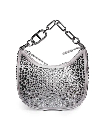 Twinset Croissant Bag With Rhinestones In Silver