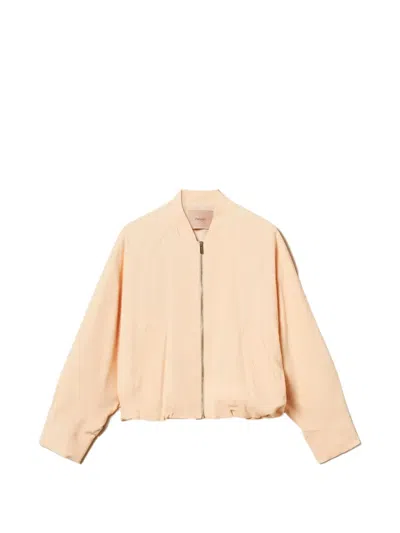 Twinset Bomber Jacket With Kimono Sleeves In Pink
