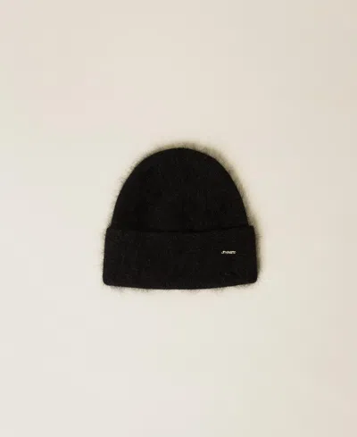 Twinset Knit Beanie With Sequins In Black