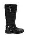 Twinset Twin-set Knee-high Black Leather Boots In Black