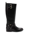 Twinset Black Buckle Boots In Black