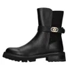 Twinset Leather Ankle Boots With Ankle Strap In Black