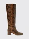 Twinset Glossy Knee-high Ankle Boots With Snakeskin Pattern In Animal Print