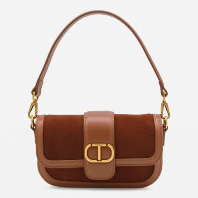 Twinset Logo-plaque Shoulder Bag In Burgundy